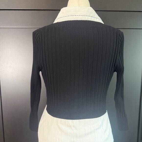 bebe Ruffle Shirt Black White, Tailored Vest M, Silver Statement Bracelet Bundle - Picture 11 of 14